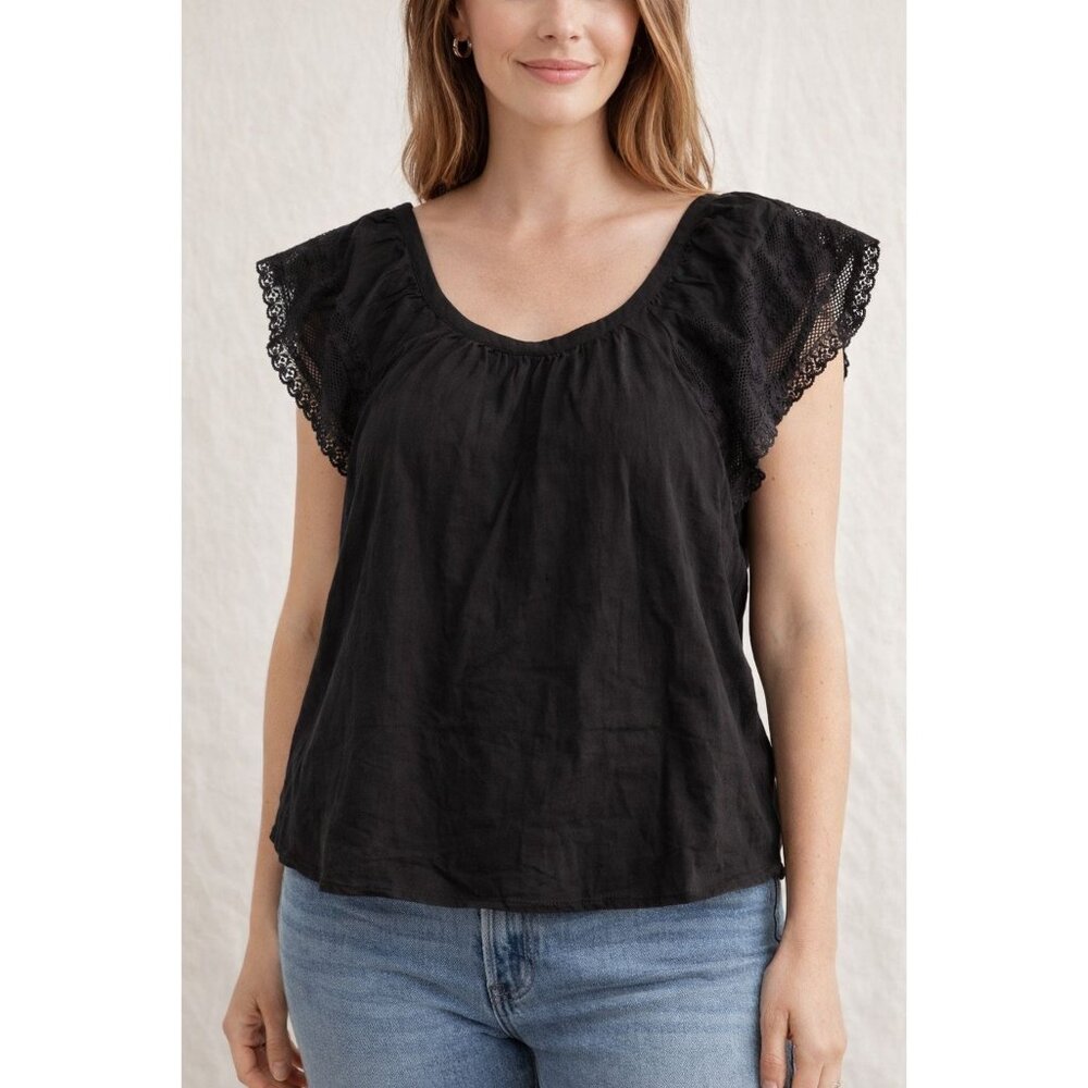 Old Navy Womens Black Lace Flutter Sleeve Top Size 4X